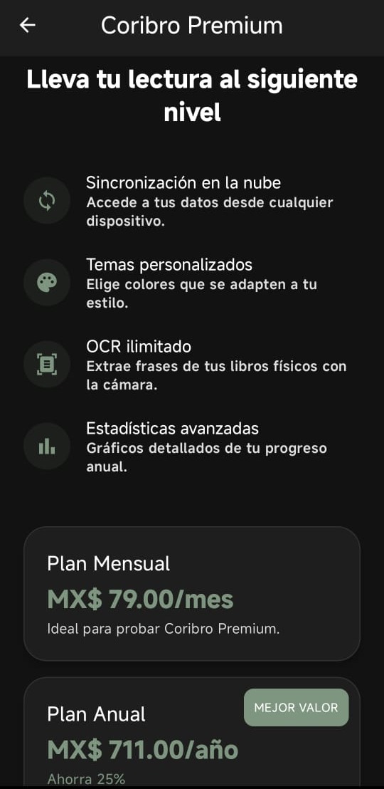 Pantalla de Coribro Premium con funciones avanzadas y OCR